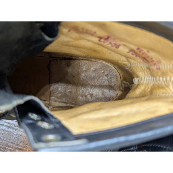 Justin Boots Size 9C Black Leather Kiltie Made in USA Vintage Roper - Picture 10 of 11